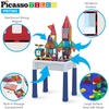 image:imagePicassoTiles 316 piece Activity Table with Magnetic Tiles and Building Brick Blocks Playset Table with Magnetic Action Figures amp Storage Included Can be Use as Water amp Sand Tables STEM Toys Ages 3