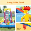image:imagePicassoTiles KC108 Kids Inflatable Slide Park with Pool Splash Zone Bouncing House Climbing Wall Builtin Sprayers Cannon Mount and Heavy Duty GFCI ETL Certified 385W Blower Outdoor Summer Fun