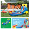 image:imagePicassoTiles KC108 Kids Inflatable Slide Park with Pool Splash Zone Bouncing House Climbing Wall Builtin Sprayers Cannon Mount and Heavy Duty GFCI ETL Certified 385W Blower Outdoor Summer Fun