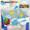 image:imagePicassoTiles Kids Activity Center Play Table amp Study Desk Set Sandbox Water Tight Container Storage Allin1 STEM Toy Kit Playset with 330pc Dual Size Building Bricks Construction Blocks Marble Run