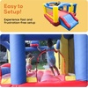image:imageUpgrade Version PicassoTiles KC102 12x10 Foot Inflatable Bouncer Jumping Bouncing House Jump Slide Dunk Playhouse wBasketball Rim 4 Sports Balls FullSize Entry 580W ETL Certified Blower  4 sports balls included retractable sun shade canopy ETLcertified 580watt blower quick 2minute setup ages 3 and up