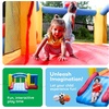 image:imageUpgrade Version PicassoTiles KC102 12x10 Foot Inflatable Bouncer Jumping Bouncing House Jump Slide Dunk Playhouse wBasketball Rim 4 Sports Balls FullSize Entry 580W ETL Certified Blower  4 sports balls included retractable sun shade canopy ETLcertified 580watt blower quick 2minute setup ages 3 and up