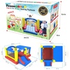 image:imageUpgrade Version PicassoTiles KC102 12x10 Foot Inflatable Bouncer Jumping Bouncing House Jump Slide Dunk Playhouse wBasketball Rim 4 Sports Balls FullSize Entry 580W ETL Certified Blower  4 sports balls included retractable sun shade canopy ETLcertified 580watt blower quick 2minute setup ages 3 and up