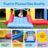 image:imageUpgrade Version PicassoTiles KC102 12x10 Foot Inflatable Bouncer Jumping Bouncing House Jump Slide Dunk Playhouse wBasketball Rim 4 Sports Balls FullSize Entry 580W ETL Certified Blower  4 sports balls included retractable sun shade canopy ETLcertified 580watt blower quick 2minute setup ages 3 and up