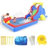 image:imagePicassoTiles KC108 Kids Inflatable Slide Park with Pool Splash Zone Bouncing House Climbing Wall Builtin Sprayers Cannon Mount and Heavy Duty GFCI ETL Certified 385W Blower Outdoor Summer Fun