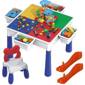 image:imagePicassoTiles Kids Multi Activity Table Storage Bin amp Chair Set Combo 581 PCs Building Block with Marble Run Play Table Compatible with Building Bricks Blocks STEM Toy for Boys amp Girls Ages 3