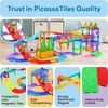 image:imagePicassoTiles 100 Piece Magnetic Tiles Race Track Toy Creative Building Set  Ages 3 premium BPAfree materials promotes hand eye coordination sharpens fine motor control boosts spatial logic skills6 Pcs Race Track Ramp