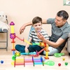 image:imagePicassoTiles 100 Piece Marble Run Magnetic Tiles Race Track STEM Ages 3  BPAfree ABS plastic reinforced edges curved slopes and Uturns steel balls included openended maze layouts shared play8pc Marbles for Marble Run