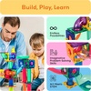 image:imagePicassoTiles 100 Piece Marble Run Magnetic Tiles Race Track STEM Ages 3  BPAfree ABS plastic reinforced edges curved slopes and Uturns steel balls included openended maze layouts shared play100 Piece Marble Run