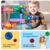 image:imagePicassoTiles 100 Piece Marble Run Magnetic Tiles Race Track STEM Ages 3  BPAfree ABS plastic reinforced edges curved slopes and Uturns steel balls included openended maze layouts shared play50 Piece Marble Run