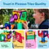 image:imagePicassoTiles 100 Piece Marble Run Magnetic Tiles Race Track STEM Ages 3  BPAfree ABS plastic reinforced edges curved slopes and Uturns steel balls included openended maze layouts shared play50 Piece Marble Run