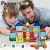 image:imagePicassoTiles 12 Piece Magnetic Tile Base Plate Set Jumbo Stabilizer Boards  Large format design no assembly needed STEM building toy for ages 3 onepiece foundation toddler friendly75 pcs 2in1
