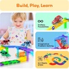 image:imagePicassoTiles 3 Pack LED Race Track Cars Magnetic Tile STEM Toy Set Ages 3  vibrant color designs motorized motion flashing headlights durable build fine motor development boys and girls fun toysPTE06