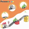 image:imagePicassoTiles 50 Piece Race Car Track Magnetic Tiles STEM Set with LED Cars  16 pillars 4 ramps build multilayer elevation BPAfree nontoxic materials sparks STEAM creativity expands collectionRace Car With Figures and Cars