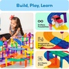 image:imagePicassoTiles 50 Piece Race Car Track Magnetic Tiles STEM Set with LED Cars  16 pillars 4 ramps build multilayer elevation BPAfree nontoxic materials sparks STEAM creativity expands collection150 Piece Race Car