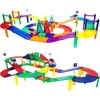 image:imagePicassoTiles 50 Piece Race Car Track Magnetic Tiles STEM Set with LED Cars  16 pillars 4 ramps build multilayer elevation BPAfree nontoxic materials sparks STEAM creativity expands collection50 Piece Race Car