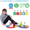 image:imagePicassoTiles 50 Piece Race Car Track Magnetic Tiles STEM Set with LED Cars  16 pillars 4 ramps build multilayer elevation BPAfree nontoxic materials sparks STEAM creativity expands collection50 Piece Race Car