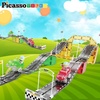 image:imagePicassoTiles 50 Piece Race Car Track Magnetic Tiles STEM Set with LED Cars  16 pillars 4 ramps build multilayer elevation BPAfree nontoxic materials sparks STEAM creativity expands collectionRace Car With Figures and Cars