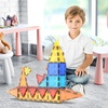 image:imagePicassoTiles 60 Piece Magnetic Tiles Clear 3D Building Blocks STEM Ages 3  Montessori sensory learning easy smallhand grip multiplayer group play fun preschool classroom gifting smooth safe edges60pc