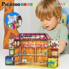 image:imagePicassoTiles 60pc Magnetic Building Block Magnet Tile Toy Shop Theme Pretend Play Construction Kit Reconfigurable Printed Structure DoubleSided Printing Education STEM Learning Playset Ages 3 PTQ50Toy Shop
