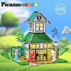 image:imagePicassoTiles 60pc Magnetic Building Block Magnet Tile Toy Shop Theme Pretend Play Construction Kit Reconfigurable Printed Structure DoubleSided Printing Education STEM Learning Playset Ages 3 PTQ50Ninja Dojo House