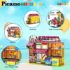 image:imagePicassoTiles 60pc Magnetic Building Block Magnet Tile Toy Shop Theme Pretend Play Construction Kit Reconfigurable Printed Structure DoubleSided Printing Education STEM Learning Playset Ages 3 PTQ50Toy Shop