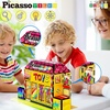 image:imagePicassoTiles 60pc Magnetic Building Block Magnet Tile Toy Shop Theme Pretend Play Construction Kit Reconfigurable Printed Structure DoubleSided Printing Education STEM Learning Playset Ages 3 PTQ50Toy Shop