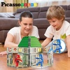 image:imagePicassoTiles 60pc Magnetic Building Block Magnet Tile Toy Shop Theme Pretend Play Construction Kit Reconfigurable Printed Structure DoubleSided Printing Education STEM Learning Playset Ages 3 PTQ50Ninja Dojo House