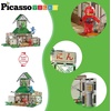 image:imagePicassoTiles 60pc Magnetic Building Block Magnet Tile Toy Shop Theme Pretend Play Construction Kit Reconfigurable Printed Structure DoubleSided Printing Education STEM Learning Playset Ages 3 PTQ50Ninja Dojo House
