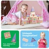 image:imagePicassoTiles 60pc Magnetic Building Block Magnet Tile Toy Shop Theme Pretend Play Construction Kit Reconfigurable Printed Structure DoubleSided Printing Education STEM Learning Playset Ages 3 PTQ50Princess Castle