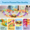 image:imagePicassoTiles 60pc Magnetic Tile Race Car Track Set STEM Construction Road Kit Building Blocks for Kids Toddlers Age 3 Plus Educational Travel Toy Sensory Preschool Learning for Boys and Girls PTMR6060pc Race Car Track Magnetic Tiles