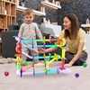 image:imagePicassoTiles 70 Piece Marble Run Magnetic Tiles Race Track STEM Ages 3  8 quarterround turns 10 long slides 4 Uturns 2 funnels amp 2 slopes 4 weighted balls BPAfree fine motor amp spatial play4pc Marbles