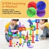 image:imagePicassoTiles 70 Piece Marble Run Magnetic Tiles Race Track STEM Ages 3  8 quarterround turns 10 long slides 4 Uturns 2 funnels amp 2 slopes 4 weighted balls BPAfree fine motor amp spatial play4pc Marbles