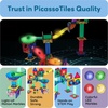 image:imagePicassoTiles 70 Piece Marble Run Magnetic Tiles Race Track STEM Ages 3  8 quarterround turns 10 long slides 4 Uturns 2 funnels amp 2 slopes 4 weighted balls BPAfree fine motor amp spatial playMarbles 4pc LED