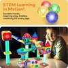 image:imagePicassoTiles 70 Piece Marble Run Magnetic Tiles Race Track STEM Ages 3  8 quarterround turns 10 long slides 4 Uturns 2 funnels amp 2 slopes 4 weighted balls BPAfree fine motor amp spatial playMarbles 4pc LED
