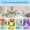 image:imagePicassoTiles 71pc Mini Diamond Series Winter Ice Theme Magnetic Tile Building Blocks 2 Character Action Figures Travel Size OntheGo Magnet Construction Toy Set STEM Development Kit Ages 3 PTM7150pcs Mini With Case
