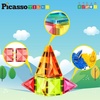 image:imagePicassoTiles 71pc Mini Diamond Series Winter Ice Theme Magnetic Tile Building Blocks 2 Character Action Figures Travel Size OntheGo Magnet Construction Toy Set STEM Development Kit Ages 3 PTM7113pcs Mini
