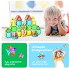 image:imagePicassoTiles 71pc Mini Diamond Series Winter Ice Theme Magnetic Tile Building Blocks 2 Character Action Figures Travel Size OntheGo Magnet Construction Toy Set STEM Development Kit Ages 3 PTM7148pcs Mini With Windows and Doors