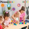 image:imagePicassoTiles 71pc Mini Diamond Series Winter Ice Theme Magnetic Tile Building Blocks 2 Character Action Figures Travel Size OntheGo Magnet Construction Toy Set STEM Development Kit Ages 3 PTM7113pcs Mini