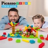 image:imagePicassoTiles 8 Styles Interlocking Sensory Toys Wooden Burr Cube Ball and Barrels Logic Skill Genius Puzzle Brain Teaser Games amp Intellectual 3D Assembling Educational Toy Set for Kids amp Adults PTP08100pcs Safari