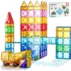 image:imagePicassoTiles 80 Pcs Magnetic Building Tiles Magnet Building Block Toys WCar Diamond Educational Construction Playset Toy for STEM Sensory Gifts Kid Brain Development Stacking Blocks Construction SetMulticolored With Car