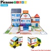 image:imagePicassoTiles 80pc School Hospital Police Station 3in1 Theme Magnet Self Adhesive Backing StickOn Puzzle Graphic Kit and Overlay Maps for Magnetic Building Blocks STEM Learning Construction Toy3in1 Magnetic Building Theme