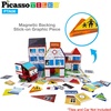 image:imagePicassoTiles 80pc School Hospital Police Station 3in1 Theme Magnet Self Adhesive Backing StickOn Puzzle Graphic Kit and Overlay Maps for Magnetic Building Blocks STEM Learning Construction Toy3in1 Magnetic Building Theme
