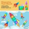 image:imagePicassoTiles Clear Transparent Magnetic Tile Expansion Set STEM Educational Construction Toy Kit for Kids Age 3 Plus Magnet Building Blocks Preschool Learning Creativity and Skill Development PTE13Multicolored Rocket Booster Theme