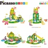 image:imagePicassoTiles Dinosaur Magnetic Tiles Racecar Track with 8 Magnet Tile Dino Toys 2 Cars Street Sign Accessory Kit Construction Building Blocks Educational Picasso Toy for Kids Ages 3 and up PTR0289pc Dinosaur