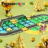 image:imagePicassoTiles Dinosaur Magnetic Tiles Racecar Track with 8 Magnet Tile Dino Toys 2 Cars Street Sign Accessory Kit Construction Building Blocks Educational Picasso Toy for Kids Ages 3 and up PTR0216 Pcs Speedway