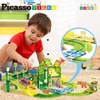 image:imagePicassoTiles Dinosaur Magnetic Tiles Racecar Track with 8 Magnet Tile Dino Toys 2 Cars Street Sign Accessory Kit Construction Building Blocks Educational Picasso Toy for Kids Ages 3 and up PTR0289pc Dinosaur