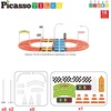 image:imagePicassoTiles Dinosaur Magnetic Tiles Racecar Track with 8 Magnet Tile Dino Toys 2 Cars Street Sign Accessory Kit Construction Building Blocks Educational Picasso Toy for Kids Ages 3 and up PTR0218 Pcs Traffic Sign