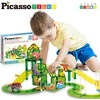 image:imagePicassoTiles Dinosaur Magnetic Tiles Racecar Track with 8 Magnet Tile Dino Toys 2 Cars Street Sign Accessory Kit Construction Building Blocks Educational Picasso Toy for Kids Ages 3 and up PTR0289pc Dinosaur