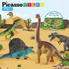 image:imagePicassoTiles Dinosaur Play Mat Toys 32pc Dino Playset STEM Activity Learning Kit STEAM Toy with Educational Book 21 Action Figures TRex Triceratops Velociraptor Trees Rocks for Kids 3 PTD1132pc Dinosaur Playset
